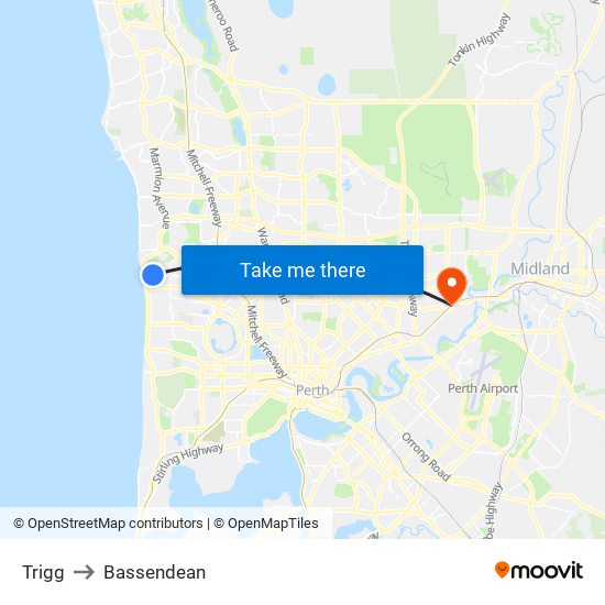 Trigg to Bassendean map