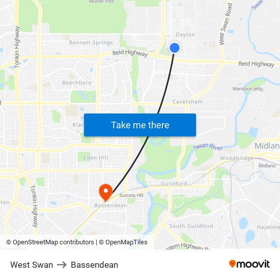 West Swan to Bassendean map