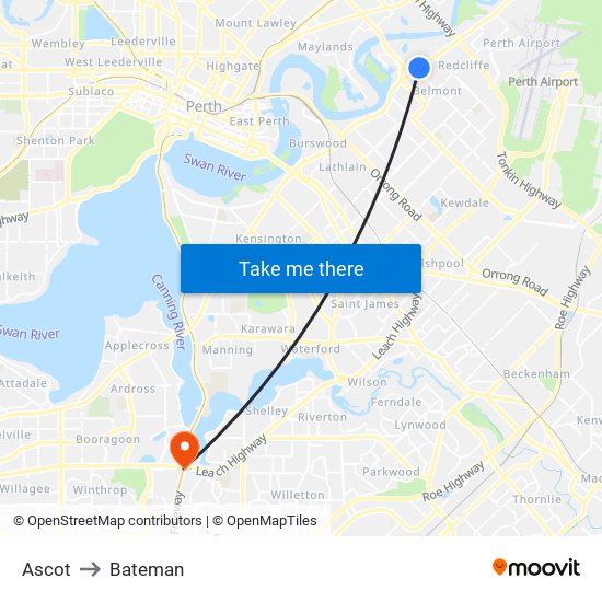 Ascot to Bateman map