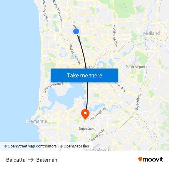 Balcatta to Bateman map