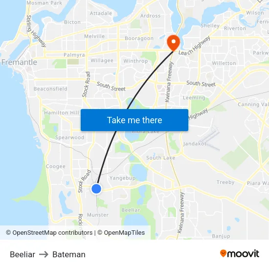Beeliar to Bateman map