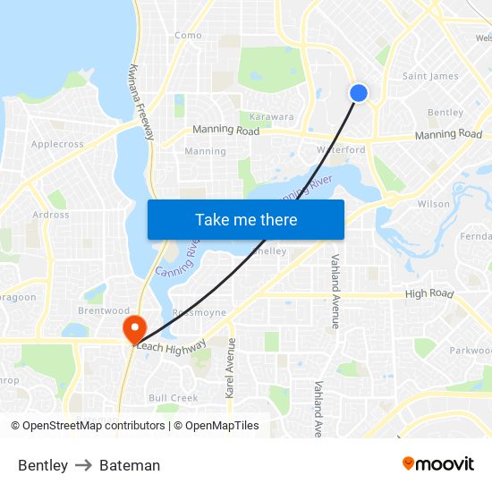 Bentley to Bateman map