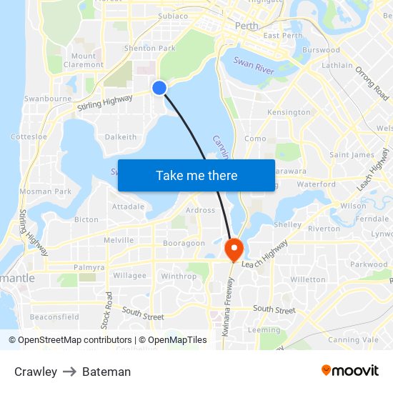 Crawley to Bateman map