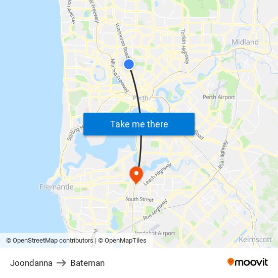 Joondanna to Bateman map