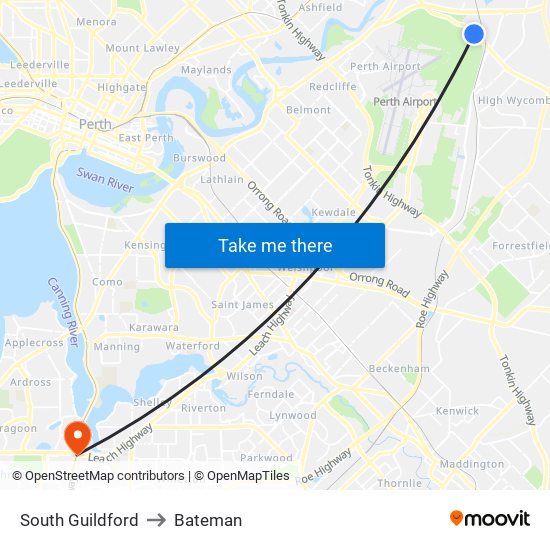 South Guildford to Bateman map