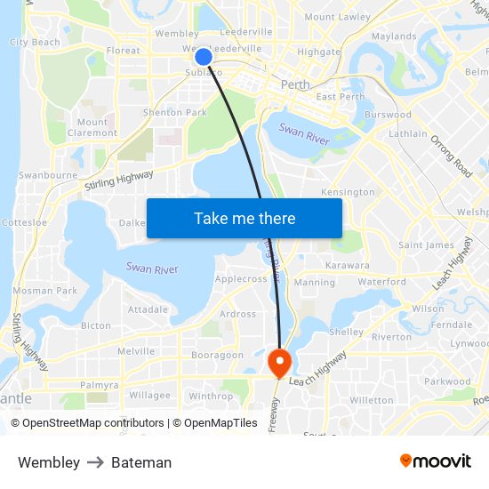 Wembley to Bateman map