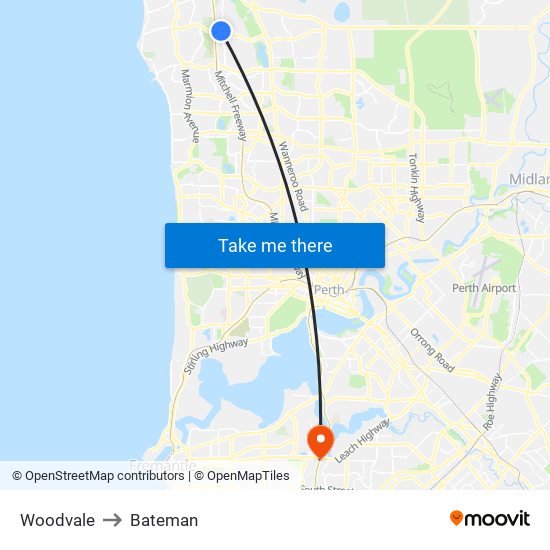 Woodvale to Bateman map