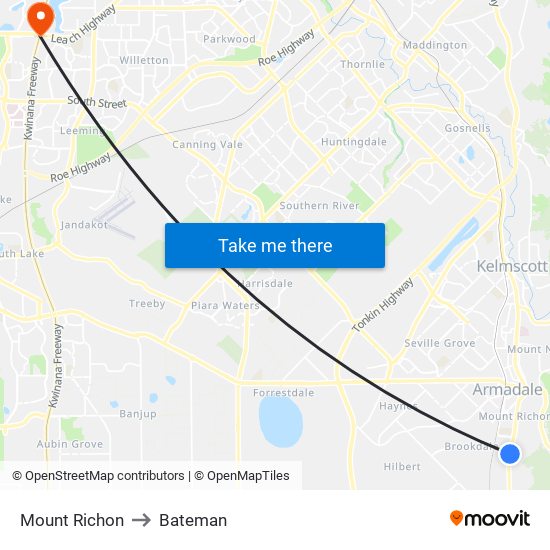 Mount Richon to Bateman map