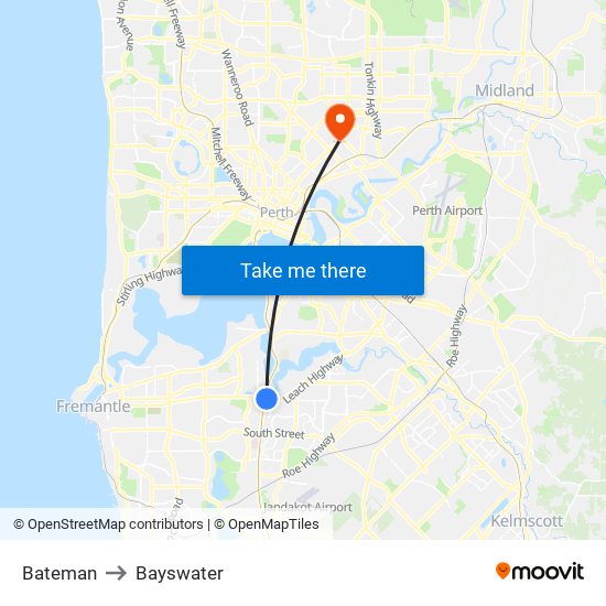 Bateman to Bayswater map