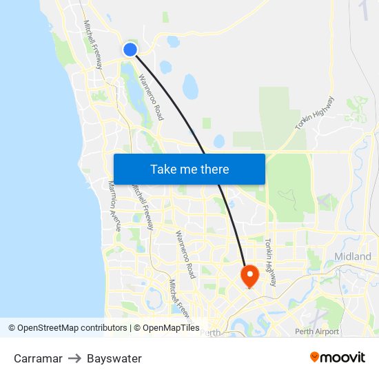 Carramar to Bayswater map