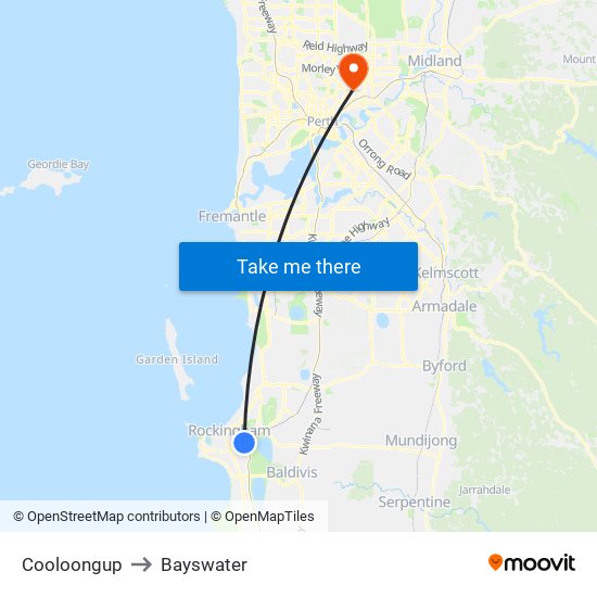 Cooloongup to Bayswater map