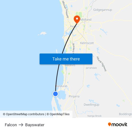 Falcon to Bayswater map