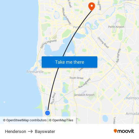 Henderson to Bayswater map