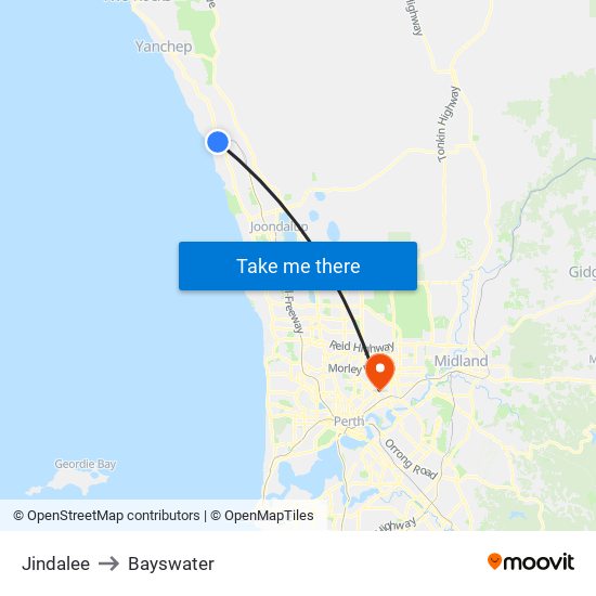 Jindalee to Bayswater map