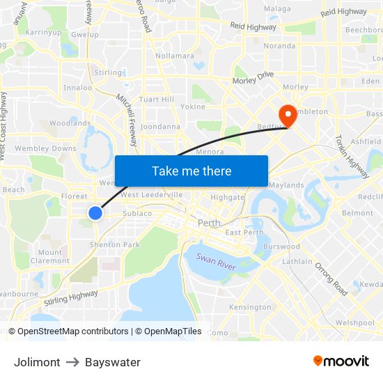 Jolimont to Bayswater map