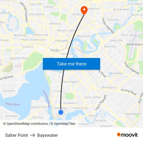 Salter Point to Bayswater map