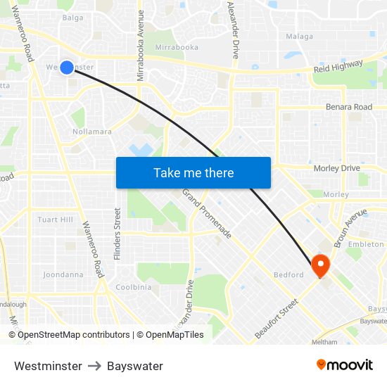 Westminster to Bayswater map