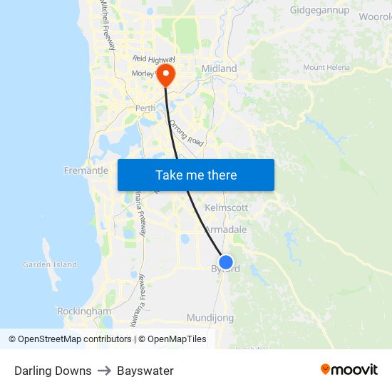 Darling Downs to Bayswater map