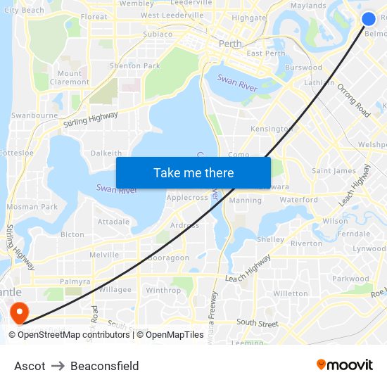 Ascot to Beaconsfield map