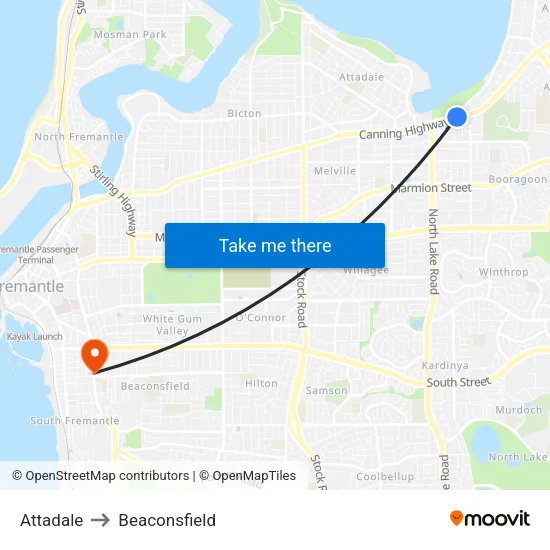 Attadale to Beaconsfield map
