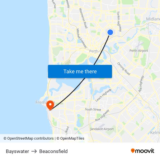 Bayswater to Beaconsfield map