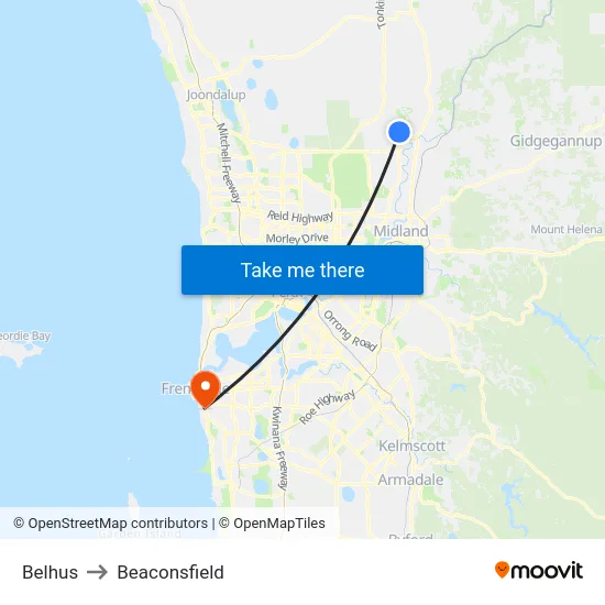 Belhus to Beaconsfield map