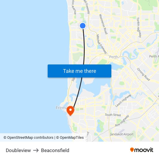 Doubleview to Beaconsfield map