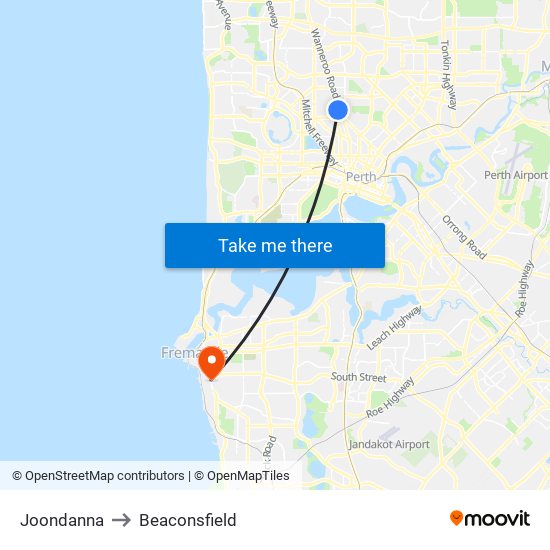 Joondanna to Beaconsfield map