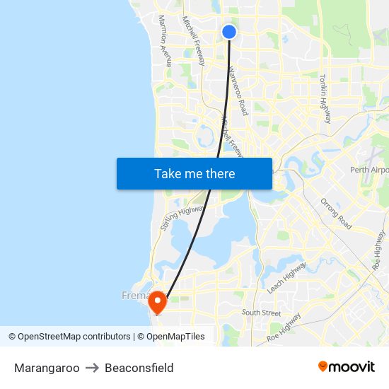 Marangaroo to Beaconsfield map