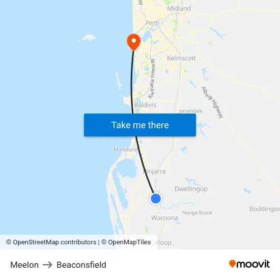 Meelon to Beaconsfield map