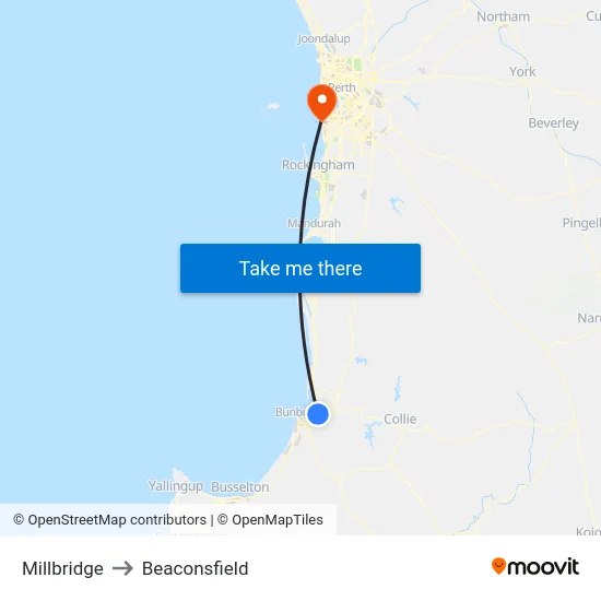 Millbridge to Beaconsfield map