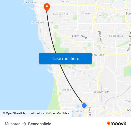 Munster to Beaconsfield map