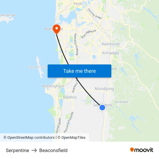 Serpentine to Beaconsfield map