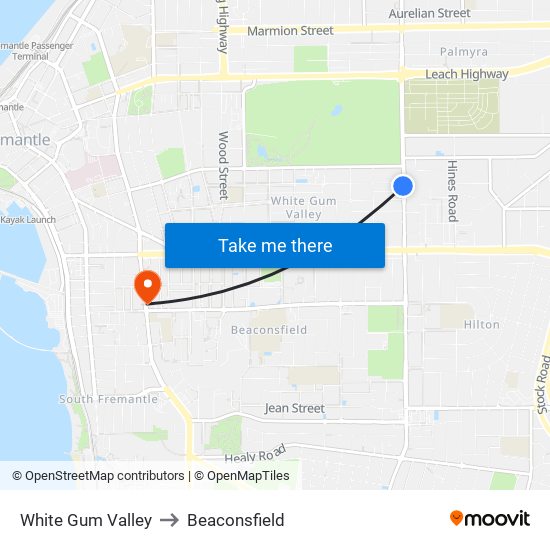 White Gum Valley to Beaconsfield map