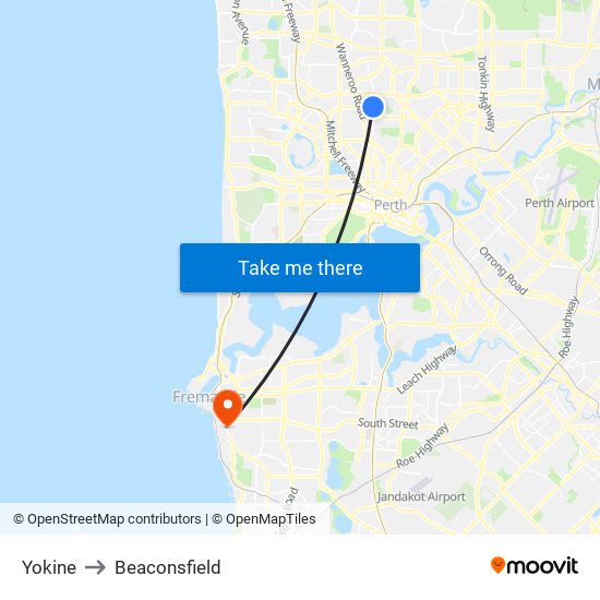 Yokine to Beaconsfield map