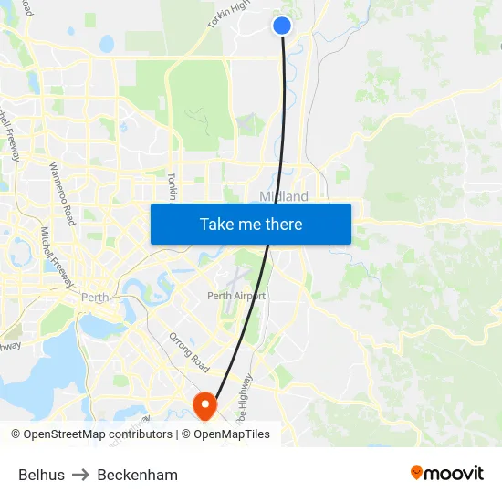 Belhus to Beckenham map