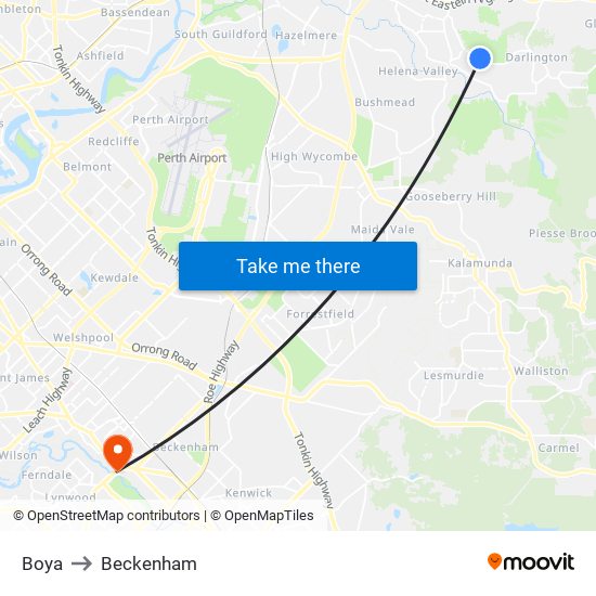 Boya to Beckenham map