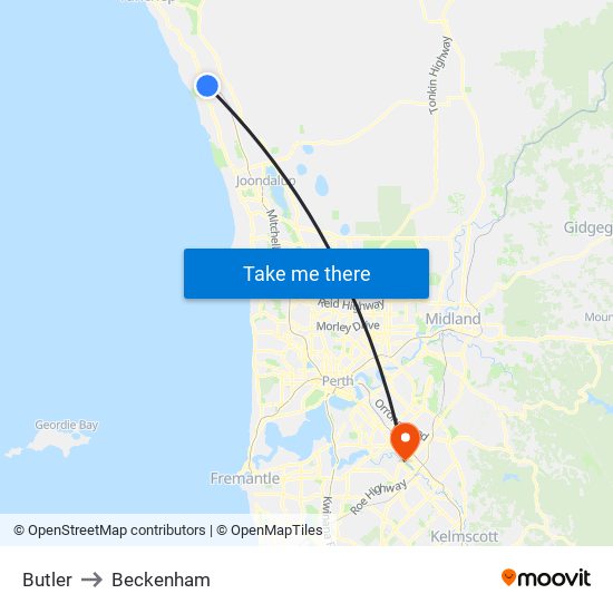 Butler to Beckenham map