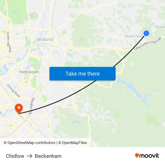 Chidlow to Beckenham map