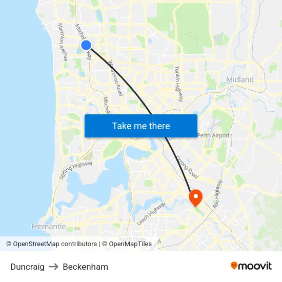 Duncraig to Beckenham map