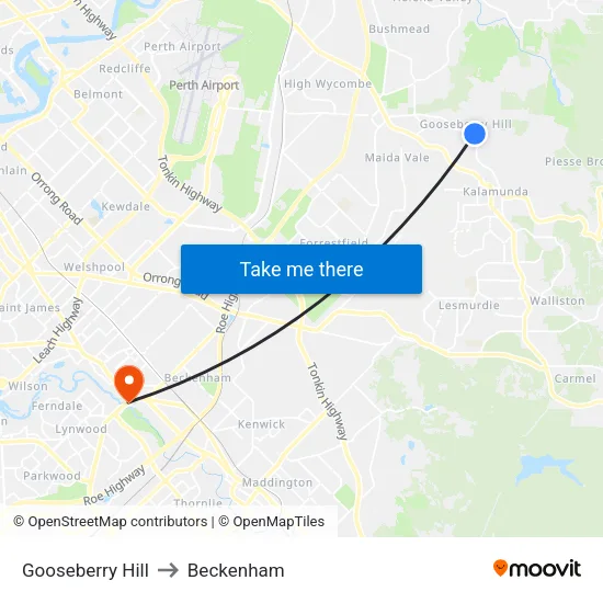 Gooseberry Hill to Beckenham map