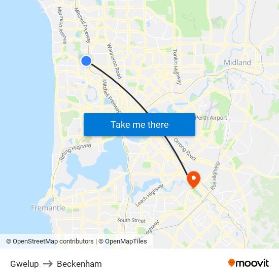 Gwelup to Beckenham map