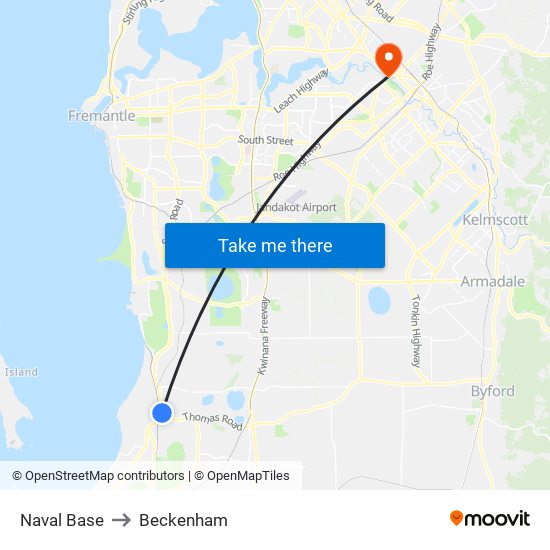 Naval Base to Beckenham map