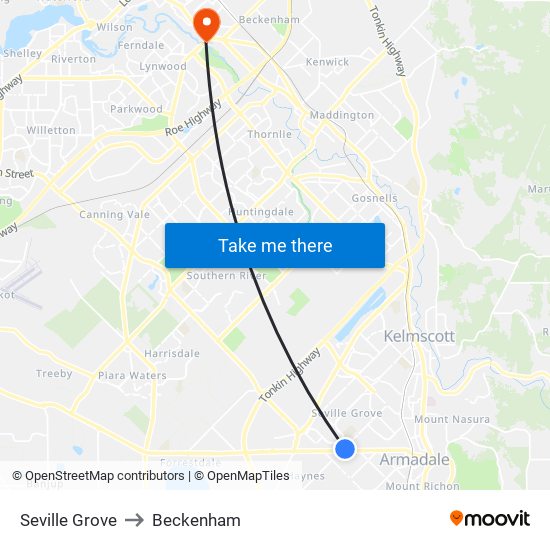 Seville Grove to Beckenham map