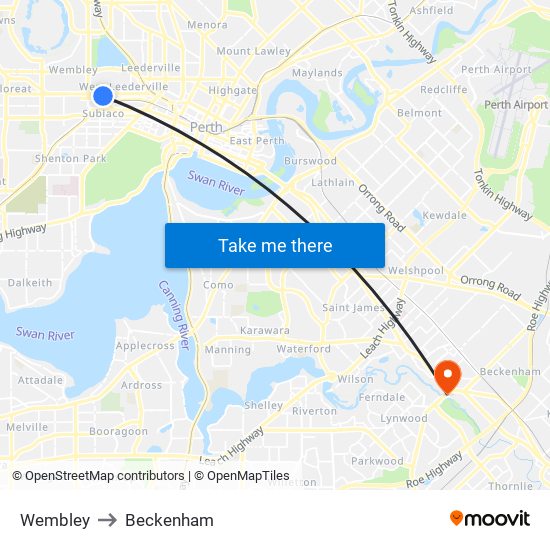 Wembley to Beckenham map