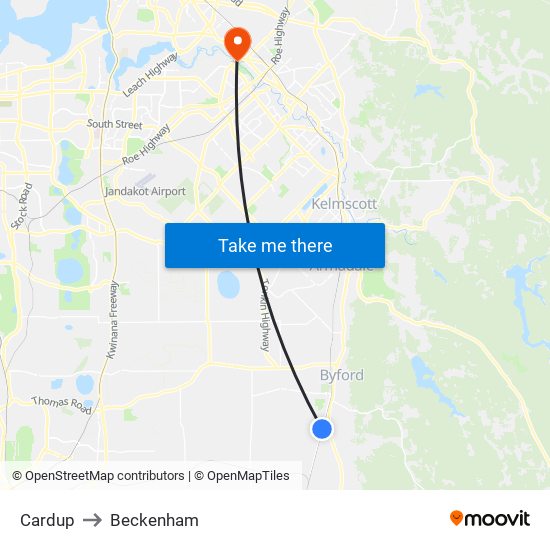 Cardup to Beckenham map