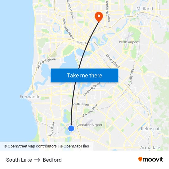 South Lake to Bedford map