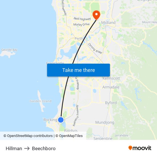 Hillman to Beechboro map