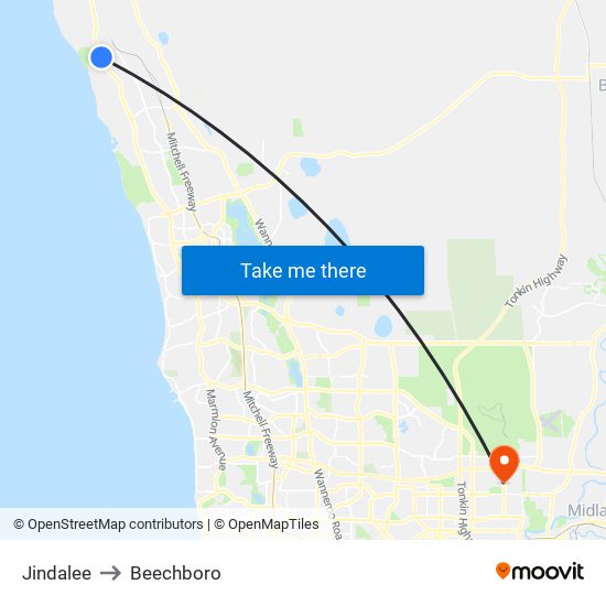 Jindalee to Beechboro map