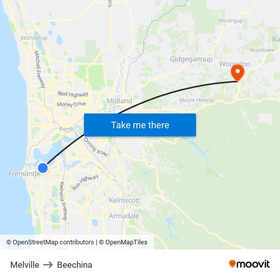 Melville to Beechina map